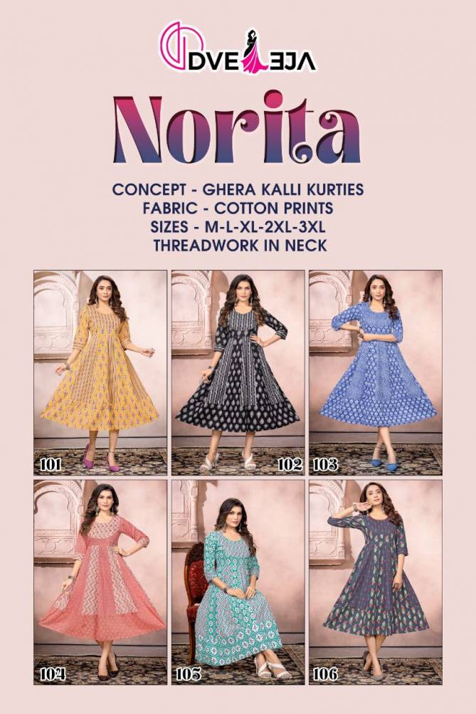 Dveeja Norita Vol 1 Fancy Wear Wholesale Cotton Anarkali Kurtis
